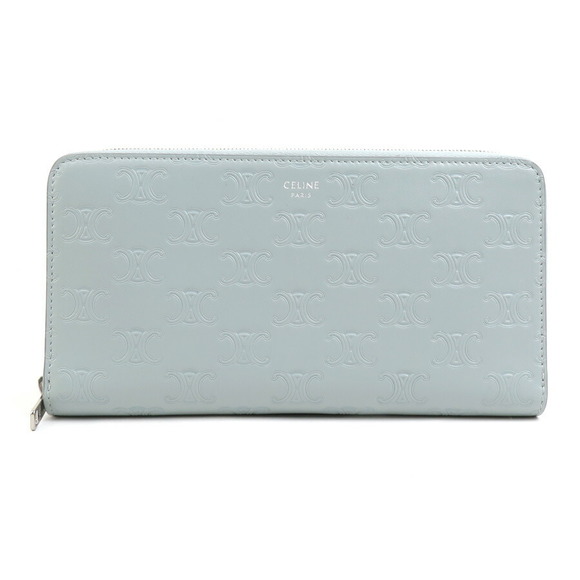 Celine Wallet Leather Blue Zip Triomphe Long - Picture 1 of 5